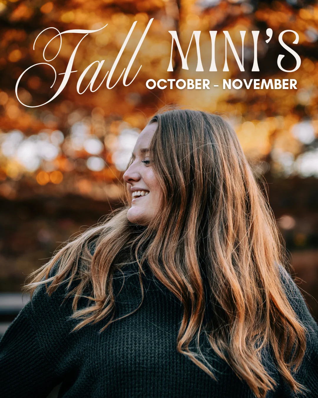 Fall mini sessions portrait autumn leaves Oklahoma City October November