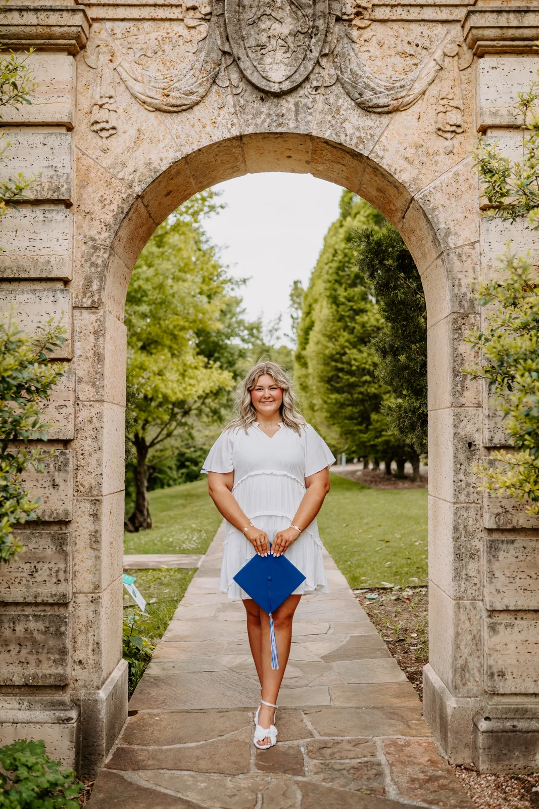 Senior portrait Boston Avenue church steps Tulsa Oklahoma senior photography